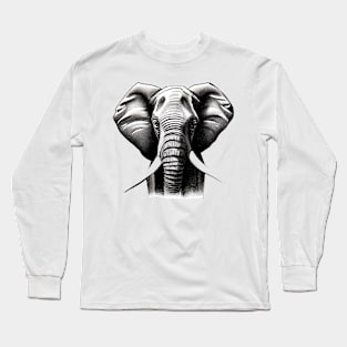 Elephant Pencil Sketch Long Sleeve T-Shirt